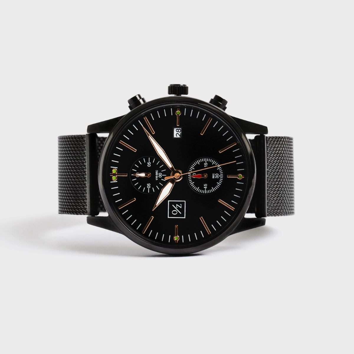 Reloj Deportivo O/Z Steel – Acero Negro con Agujas Rosé Gold