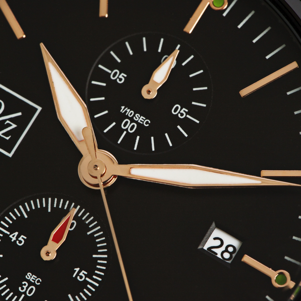 Reloj Deportivo O/Z Steel – Acero Negro con Agujas Rosé Gold